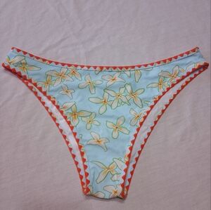 NWT Zaful Floral Bikini Bottom with Orange Trim